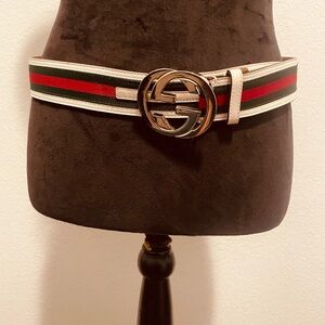 Gucci Women's Belt with Red and Green Stripes